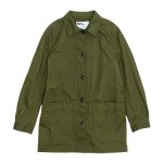 MHL. JAPANESE DRILL JACKET / COTTON WORK STRIPE NO COLLAR SHIRTS