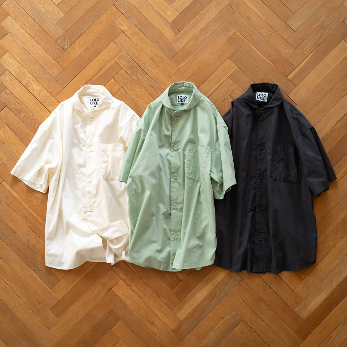 LOLO LIKEの丸襟スタンダード ビッグシャツが入荷しました。