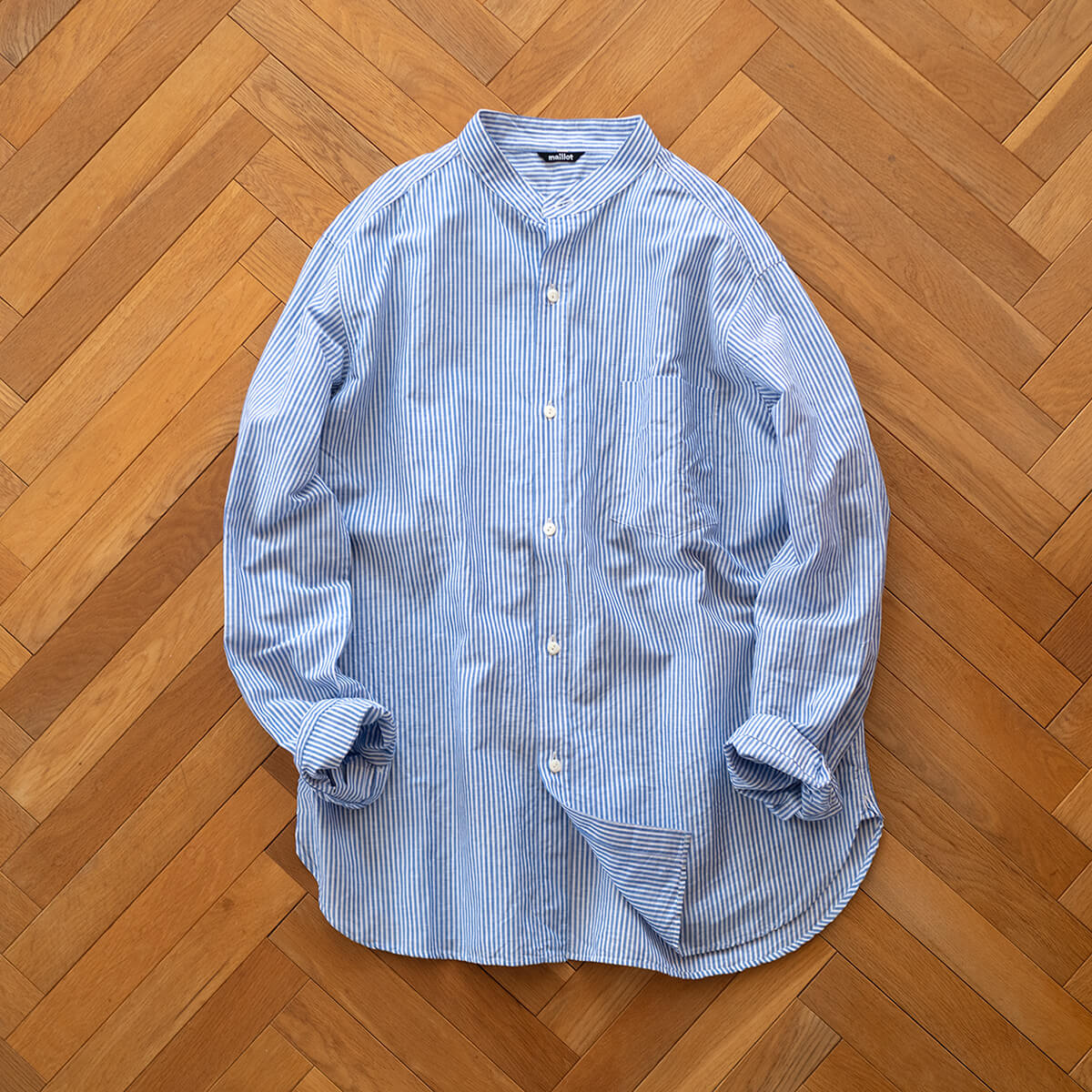 maillot mature linen stripe stand shirtが入荷しました。