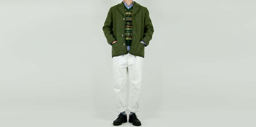 LANDLEBEN Tailored Collar Tyrolean jacket OLIVE