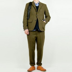 ENDS and MEANS Grandpa Wool Jacket OLIVEを使った着こなしコーディネート