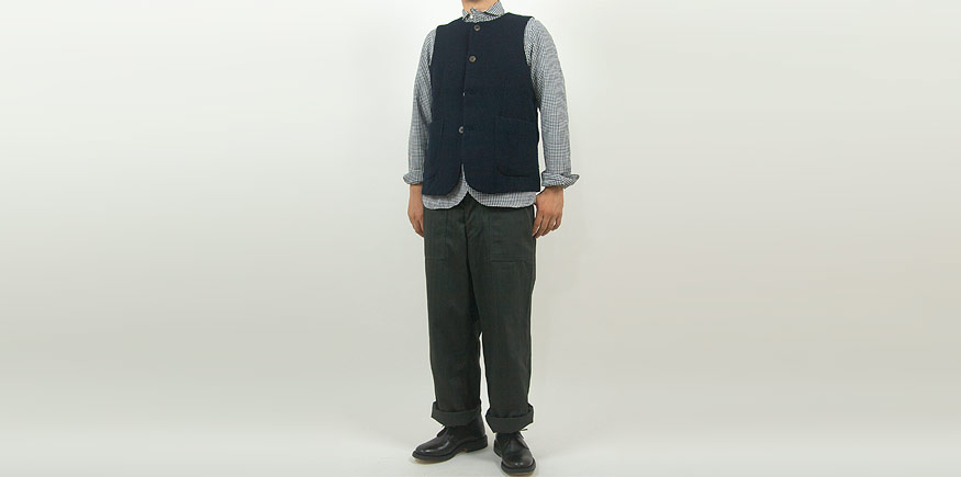 RINEN 2/48ウール綾織 ベスト 05NAVY 〔メンズ〕