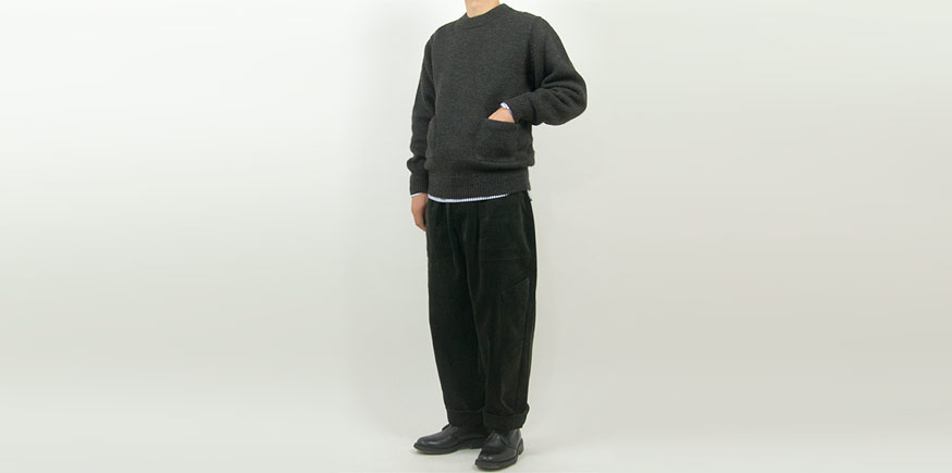 ENDS and MEANS Grandpa Knit BROWN CHARCOAL