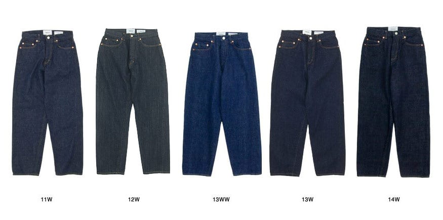 YAECA デニム 生地比較（11W/12W/13W/13WW/14W）