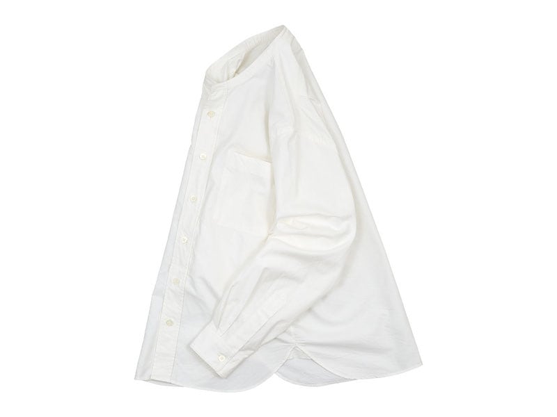 MARGARET HOWELL COTTON OXFORD BUTTON THROUGH COLLARLESS SHIRTS 〔メンズ〕
