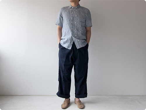 【別注】 TATAMIZE DOUBLE BRESTED LINEN S/S SHIRTS STRIPE
