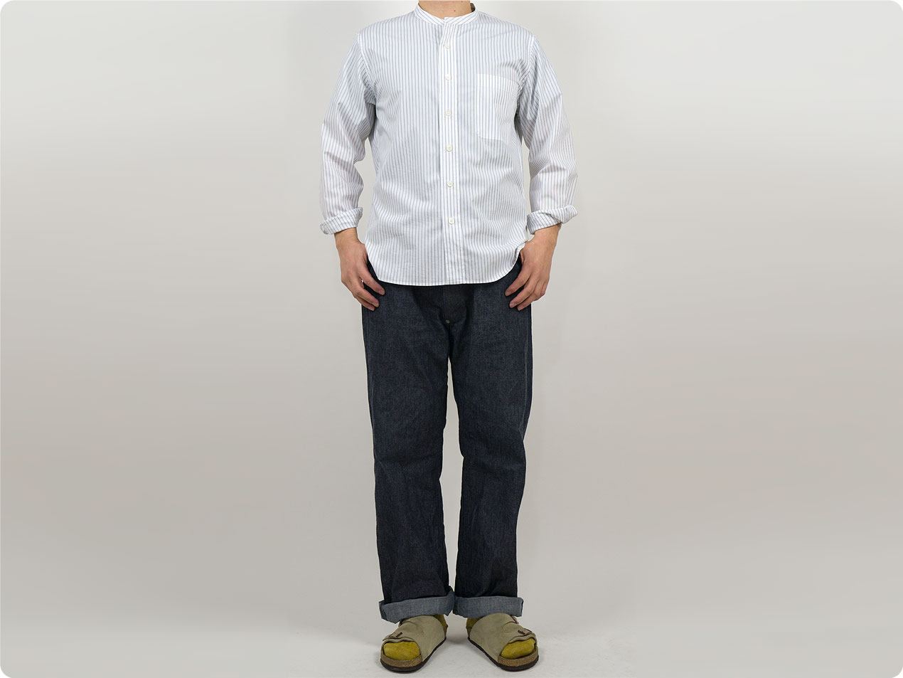 MARGARET HOWELL TEXTURED STRIPE COTTON SHIRTS 〔メンズ〕