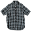 maillot sunset linencheck round work s/s shirts CHARCOAL